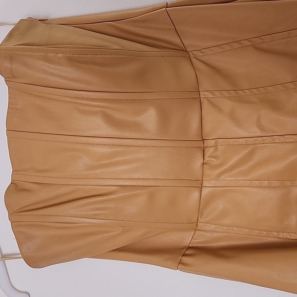 ZARA WOMAN NWT CARAMEL FAUX LEATHER DRESS SIZE MEDIUM - Picture 8 of 10